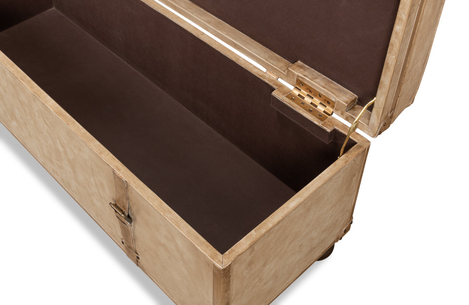 Leather Trunk/Bench, Pearl Leather by Sarreid Ltd - view 9