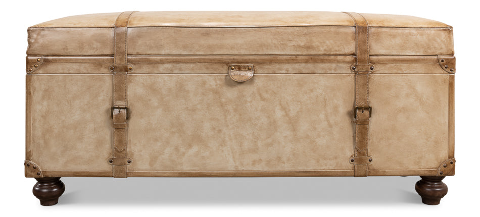 Leather Trunk/Bench, Pearl Leather by Sarreid Ltd - view 10