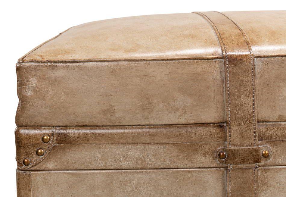 Leather Trunk/Bench, Pearl Leather by Sarreid Ltd - view 11