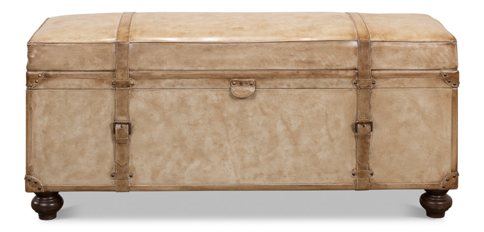 Leather Trunk/Bench, Pearl Leather by Sarreid Ltd - view 2