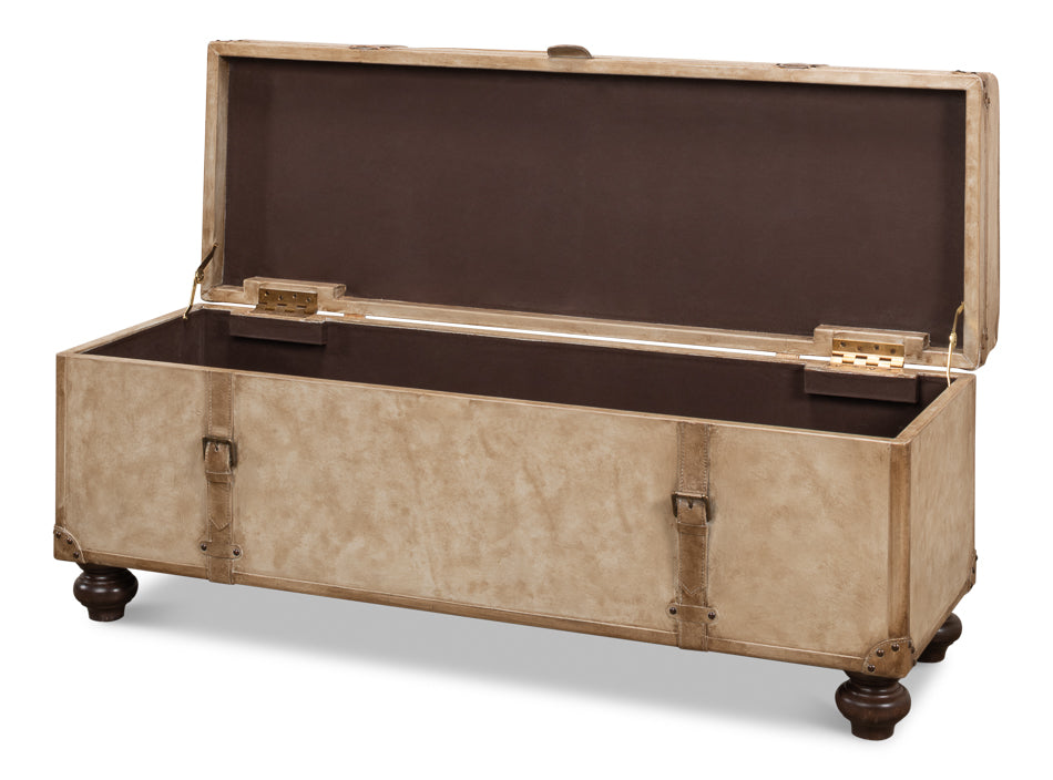 Leather Trunk/Bench, Pearl Leather by Sarreid Ltd - view 3
