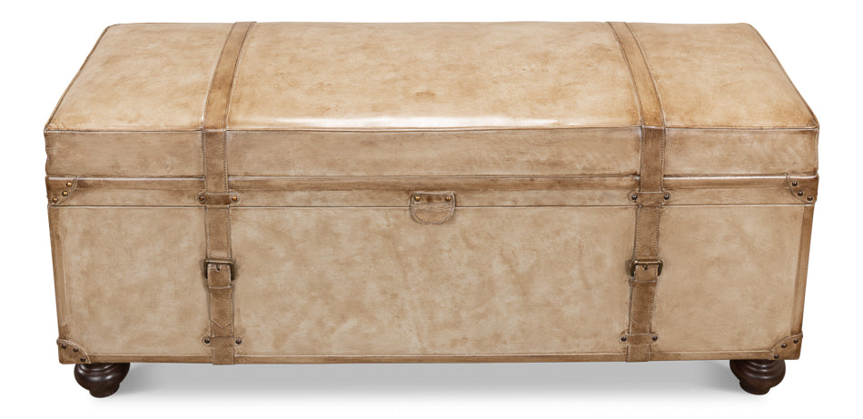 Leather Trunk/Bench, Pearl Leather by Sarreid Ltd - view 4