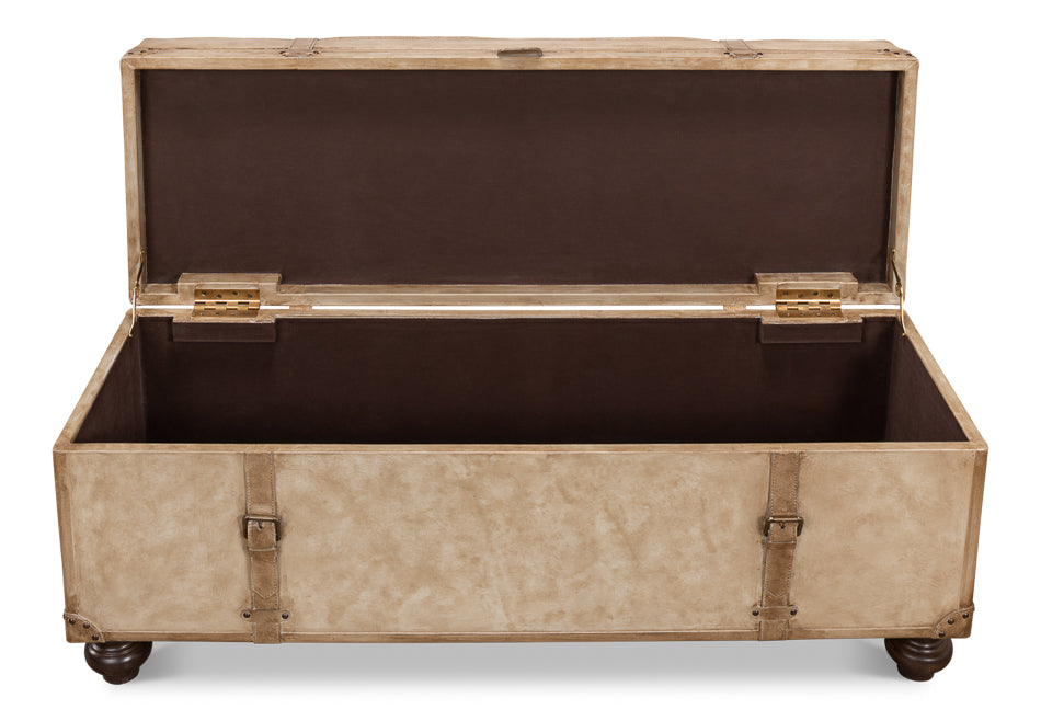 Leather Trunk/Bench, Pearl Leather by Sarreid Ltd - view 5