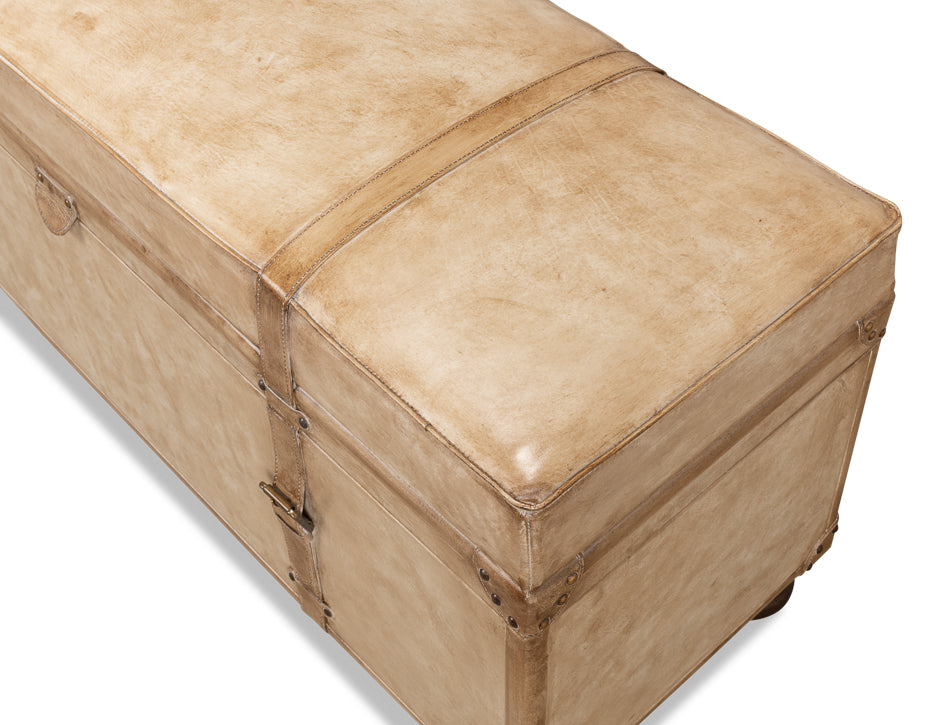 Leather Trunk/Bench, Pearl Leather by Sarreid Ltd - view 6