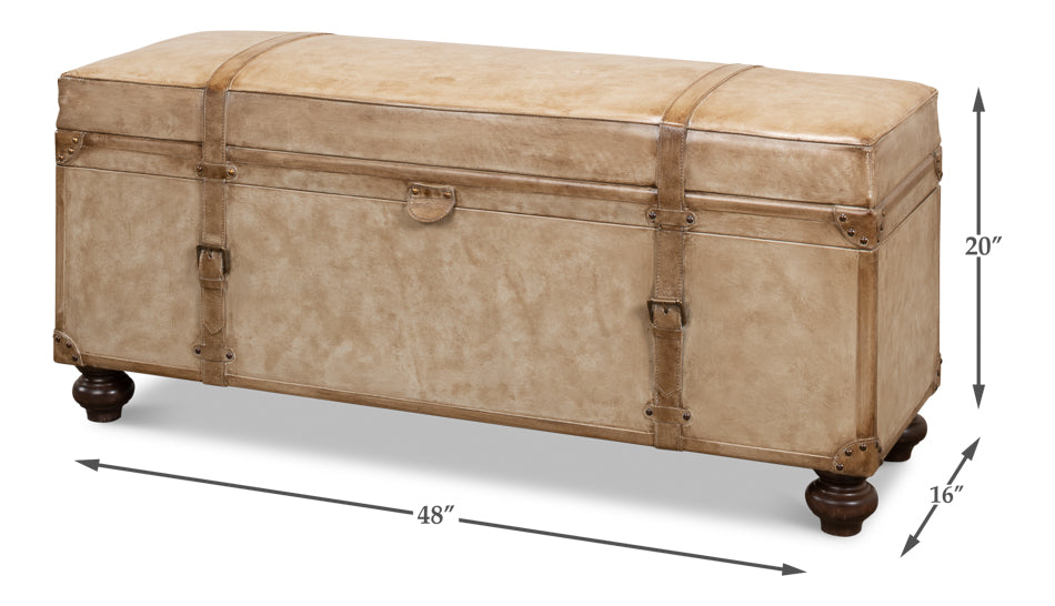 Leather Trunk/Bench, Pearl Leather by Sarreid Ltd - view 12
