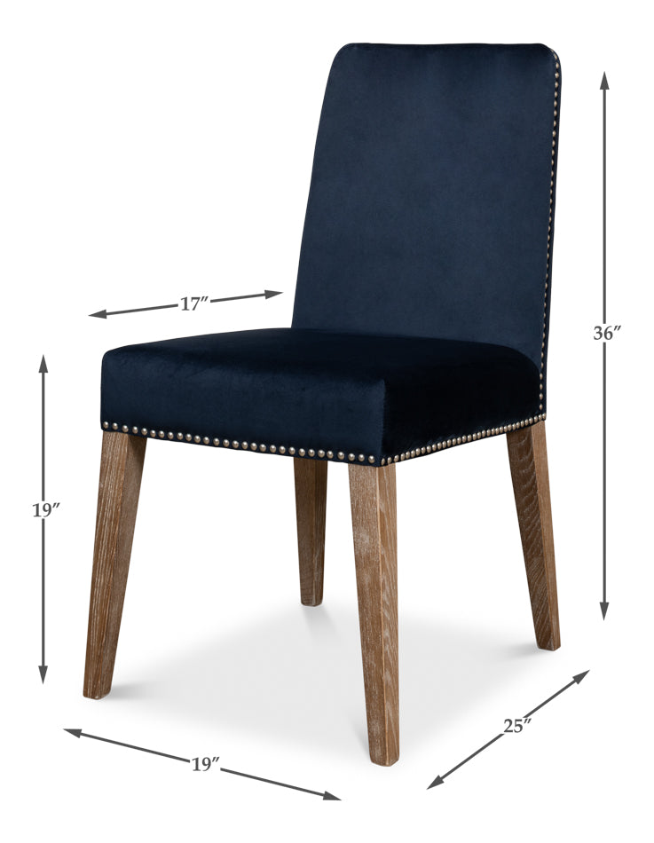 Franklin Side Chair, Navy Blue by Sarreid Ltd - view 7