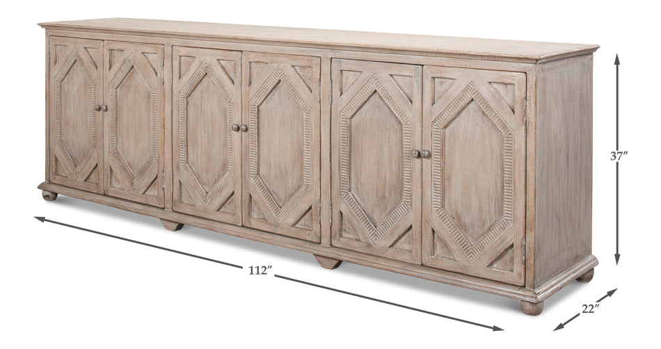 Six Diamonds Sideboard, French Grey by Sarreid Ltd - view 6