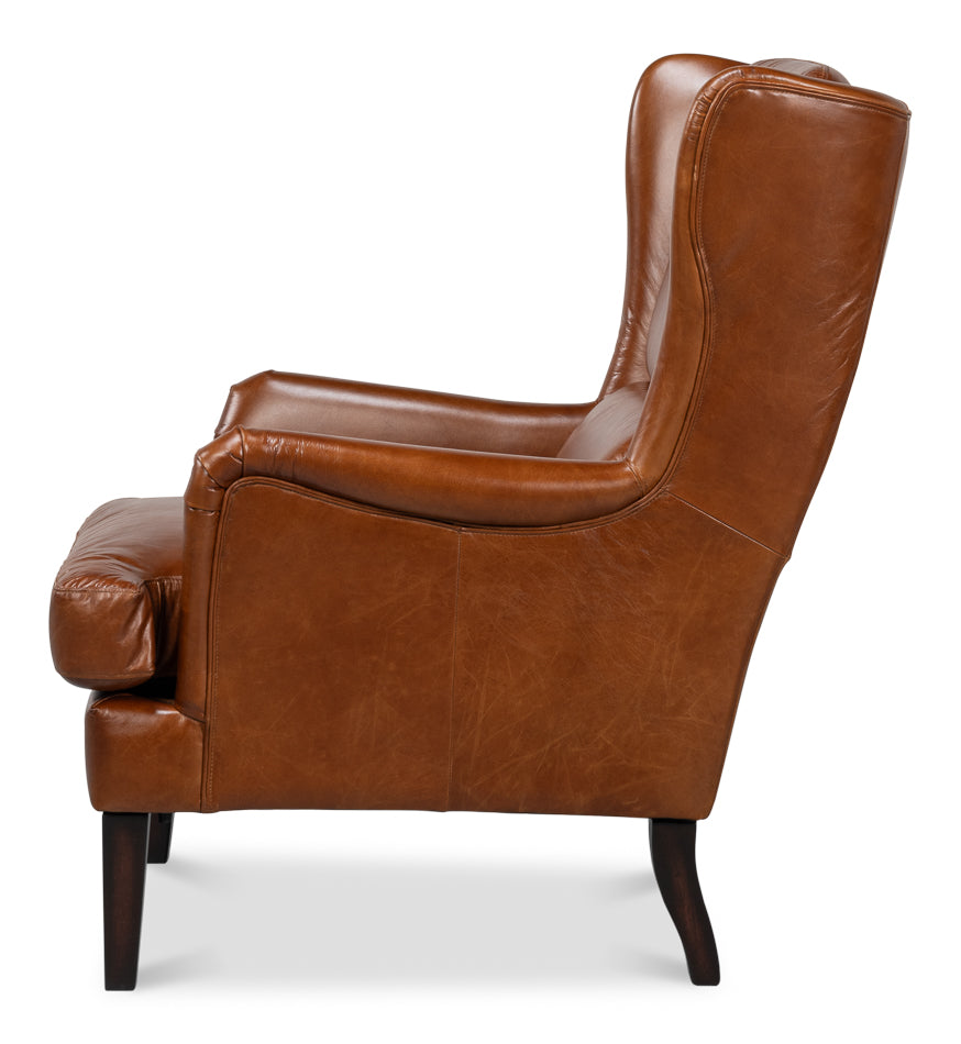 Elite Wing Lounge Chair, Vintage Havana by Sarreid Ltd - view 3