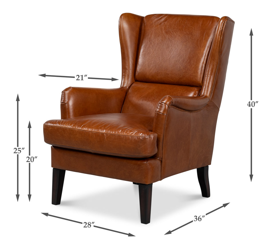 Elite Wing Lounge Chair, Vintage Havana by Sarreid Ltd - view 6