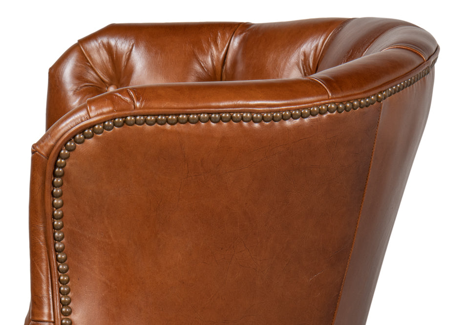 Welsh Leather Chair, Vintage Havana by Sarreid Ltd - view 7