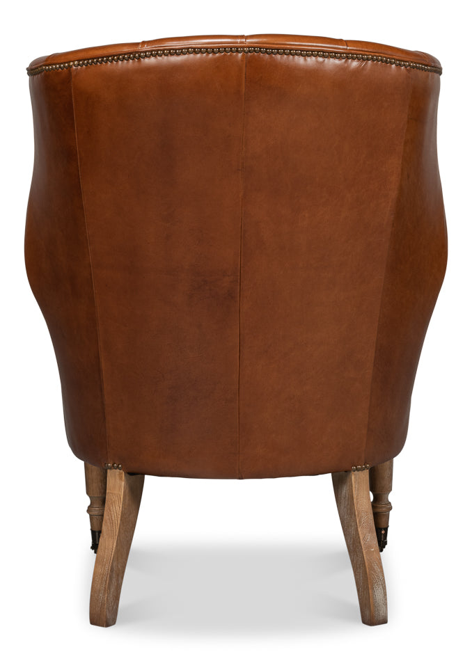 Welsh Leather Chair, Vintage Havana by Sarreid Ltd - view 4