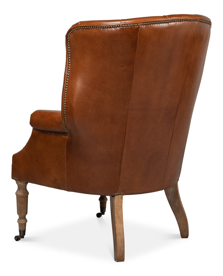 Welsh Leather Chair, Vintage Havana by Sarreid Ltd - view 5