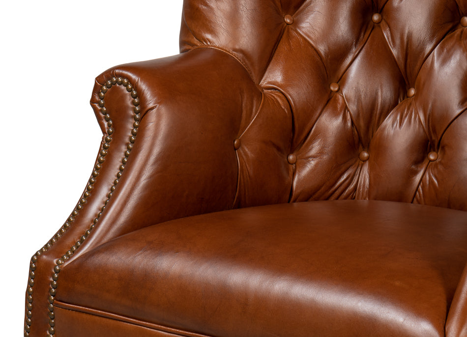 Welsh Leather Chair, Vintage Havana by Sarreid Ltd - view 6