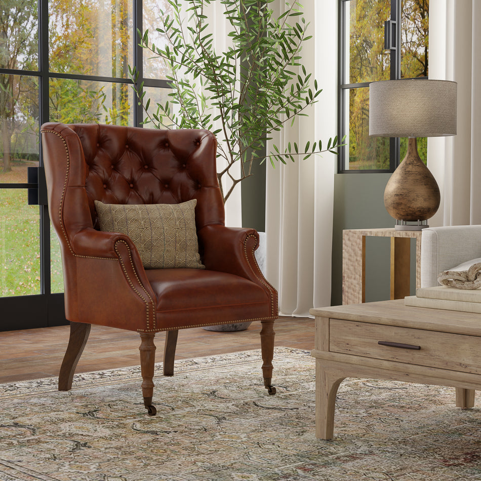 Welsh Leather Chair, Vintage Havana by Sarreid Ltd - view 11