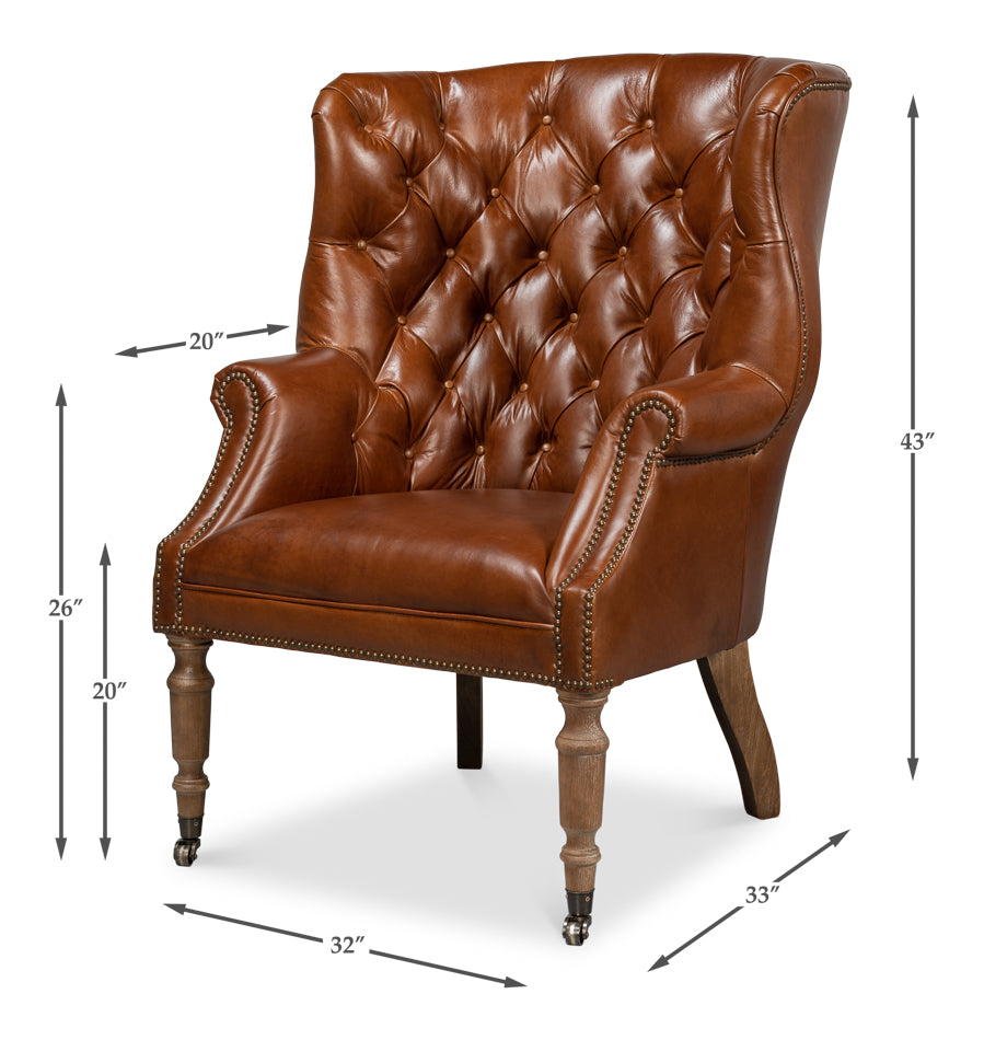 Welsh Leather Chair, Vintage Havana by Sarreid Ltd - view 12