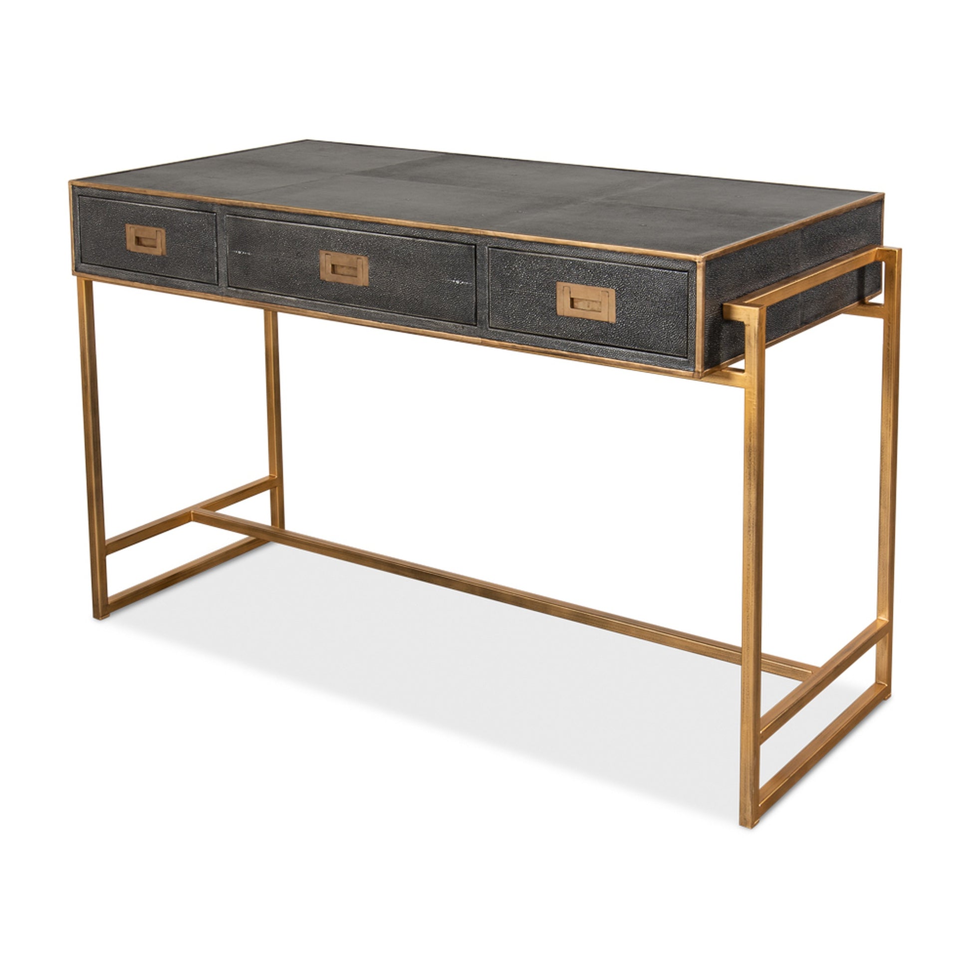 Grey Leather Shagreen Desk by Sarreid Ltd