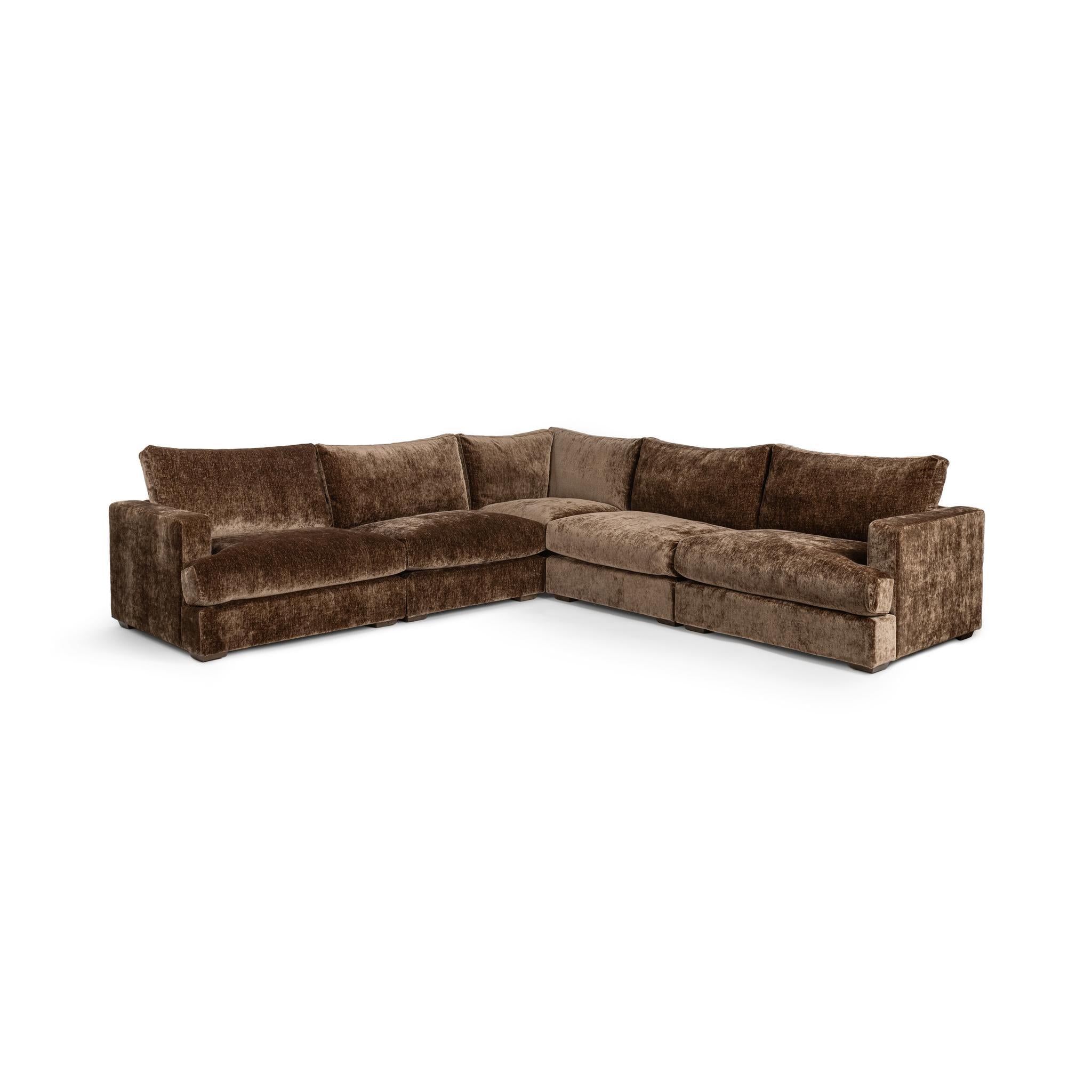 Ludwig 5 Piece Sectional - Mossed Brown
