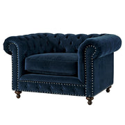 Belgian Navy Velvet Tufted Chesterfield Chair