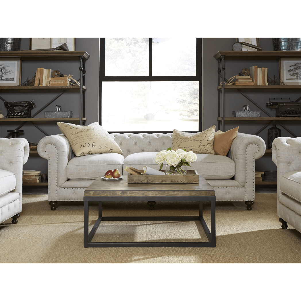 Berkeley Belgian Linen Upholstered Chesterfield Armchair 