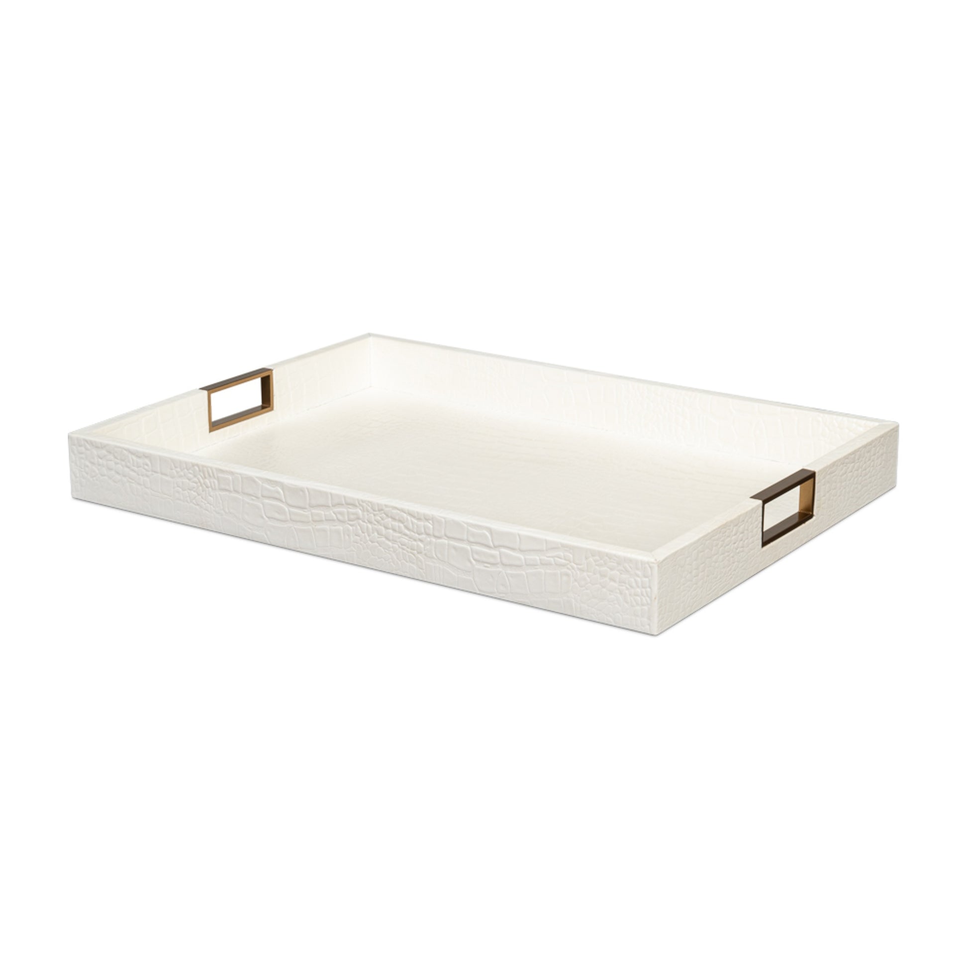 Norton Leather Tray,Croco Leather, Pearl by Sarreid Ltd