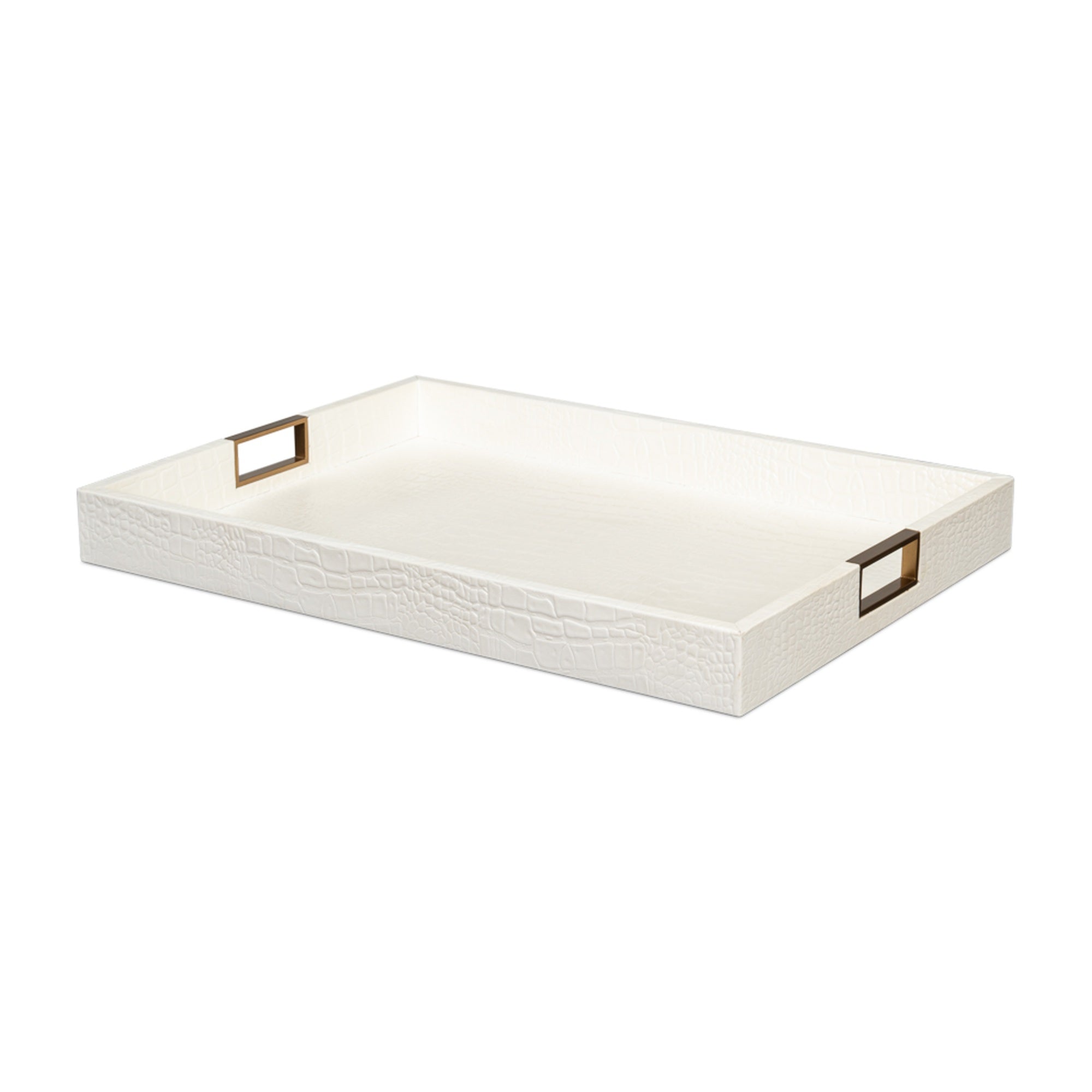 Norton Leather Tray,Croco Leather, Pearl by Sarreid Ltd
