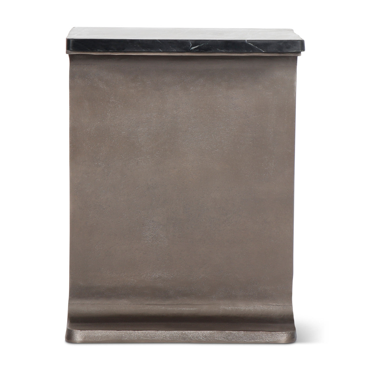 Marbelle - I-Beam Marble Side Table - Fantasy Black/Bronze Finish