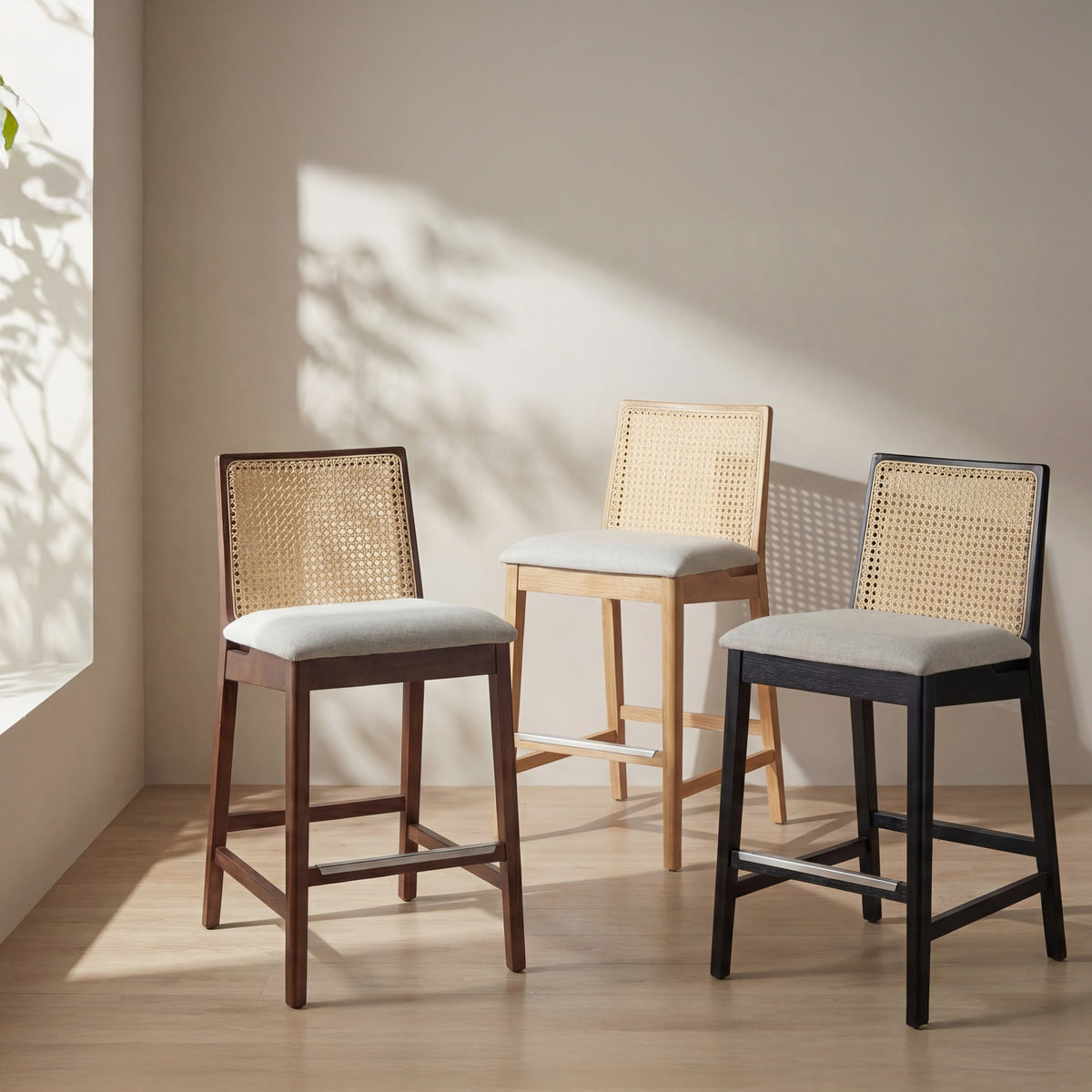 Nardia Cane Counter Stool Nogal, Harvest Natural, Counter Height by Urbia - detail 8