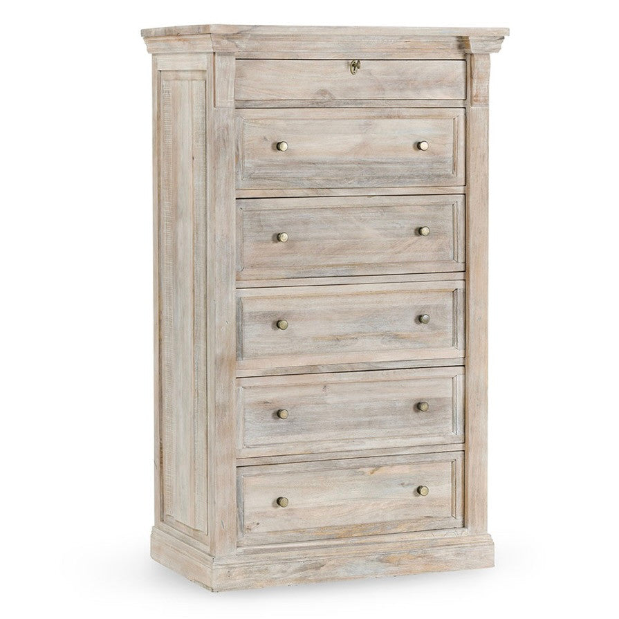 Adelaide 6-Drawer Mango Wood Chest Natural White Wash