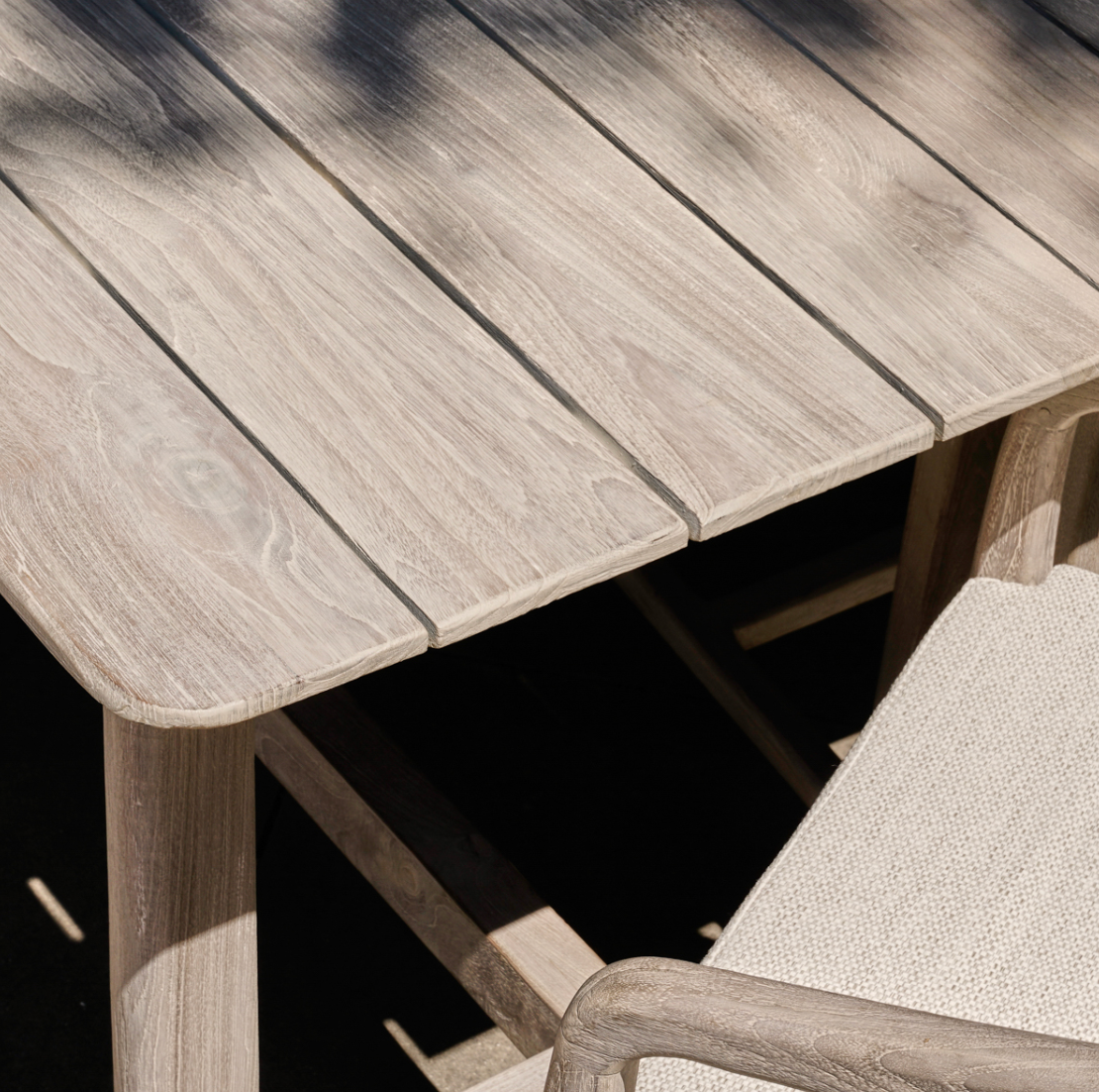 Dawn Teak Wood Outdoor Counter Table in Gray 67"