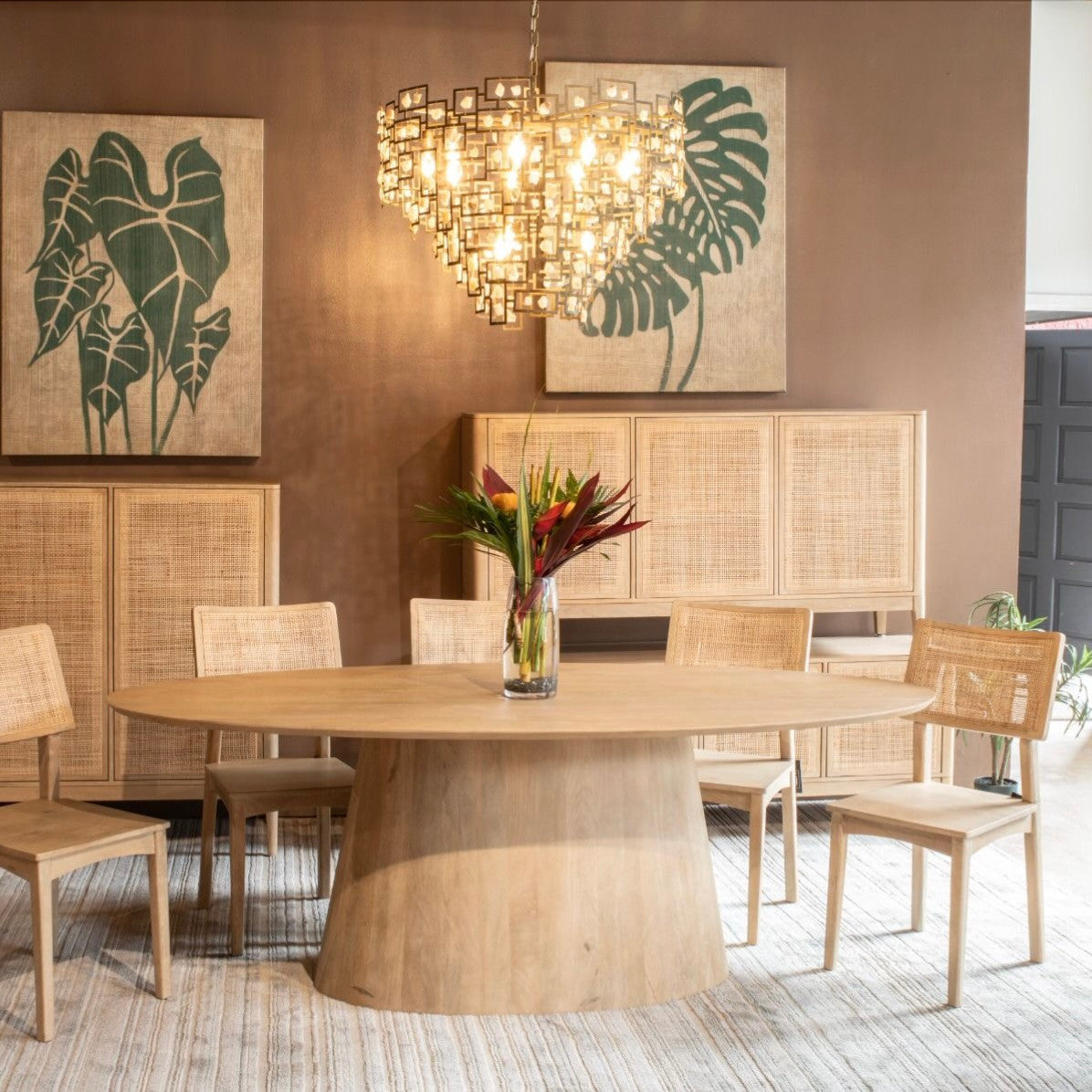 Casablanca 86" Oval Dining Table in Natural White