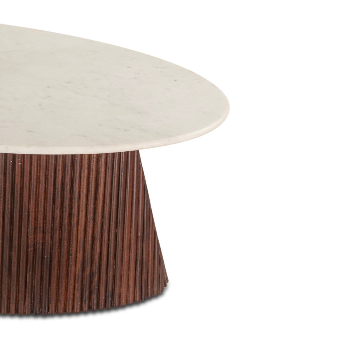 Iris Mango Wood and White Marble Oval Coffee Table 52"