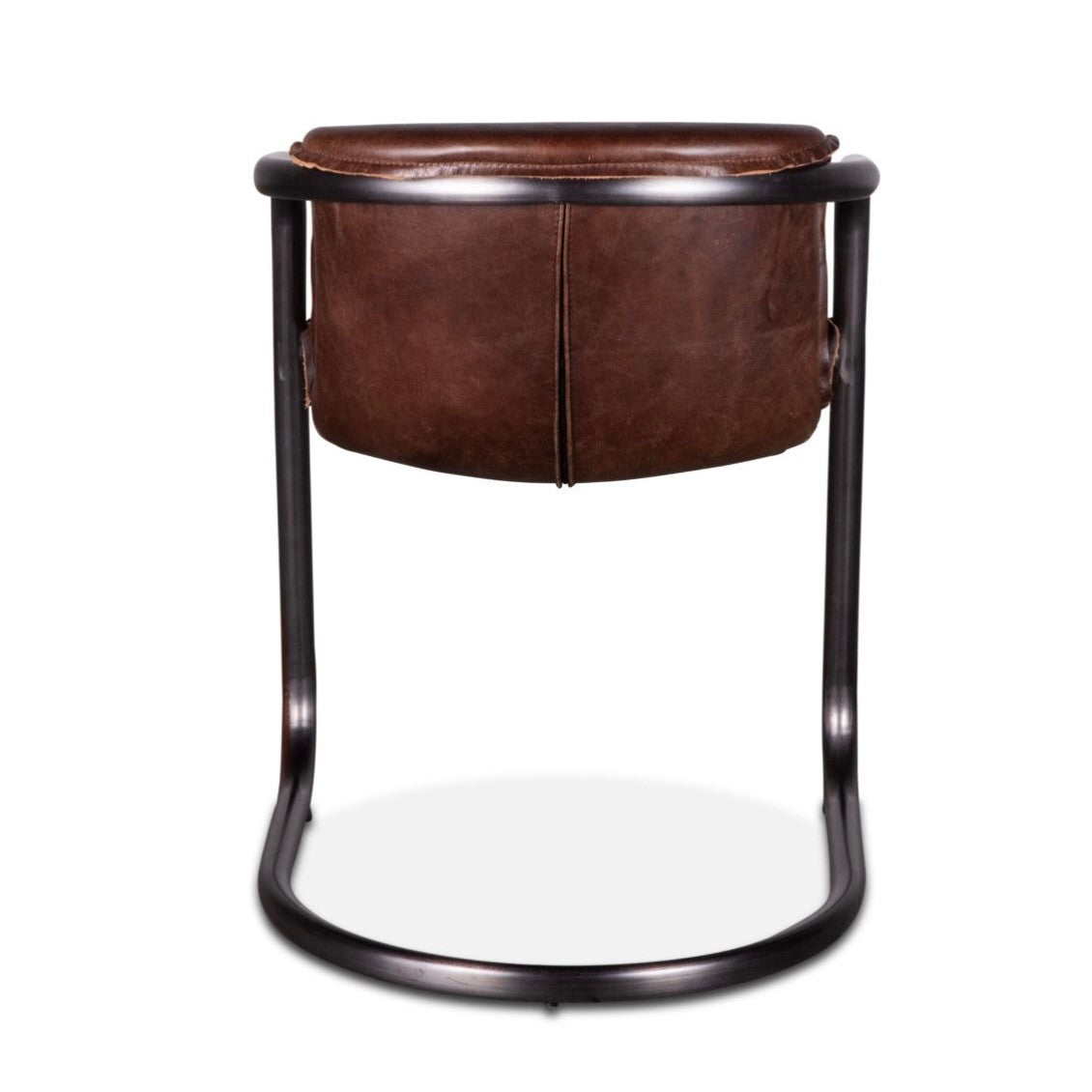 Industrial Loft Metal and Leather Dining Chair in Geisha Brown