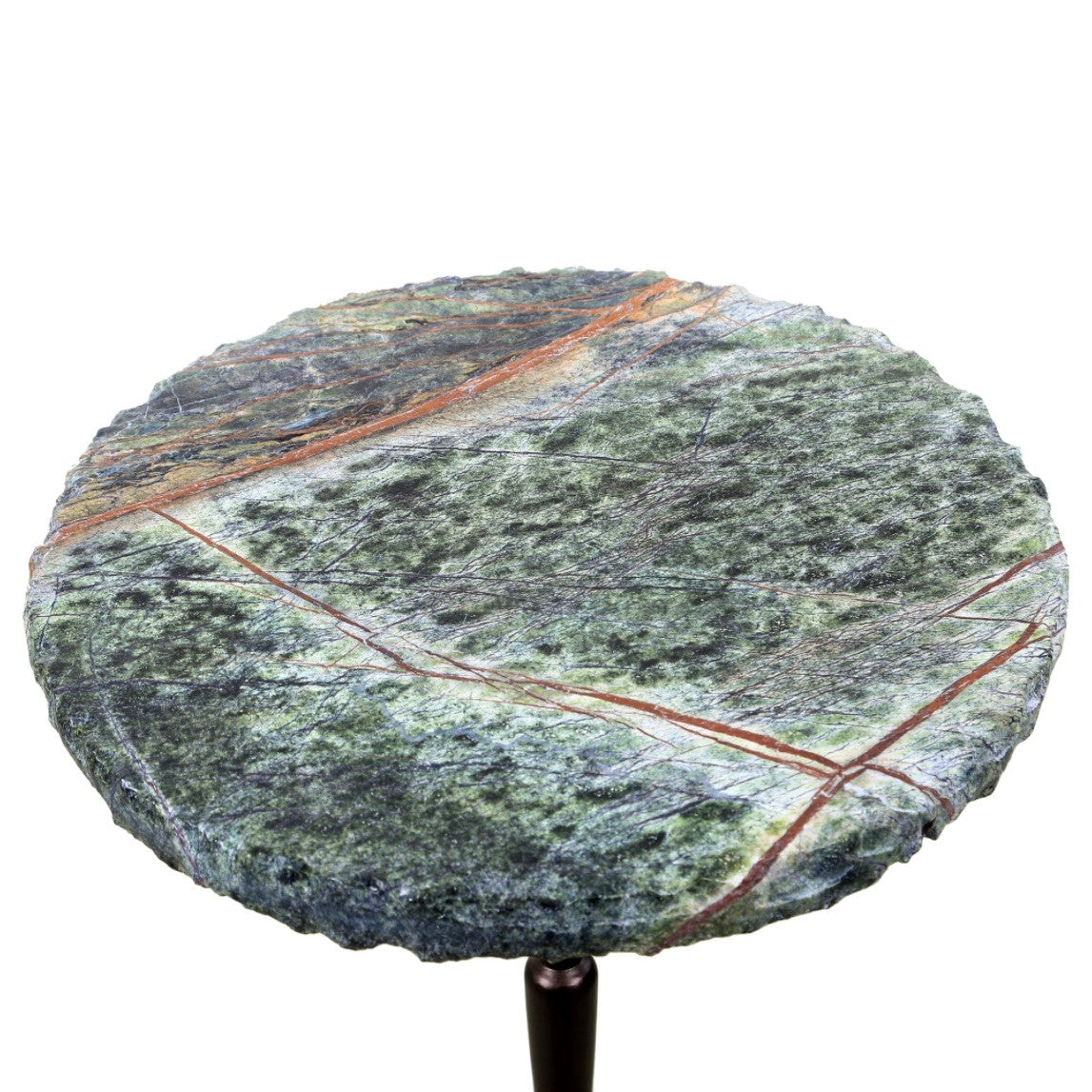 Breton 15" Drinks Table with Green Bidasar Marble and Iron