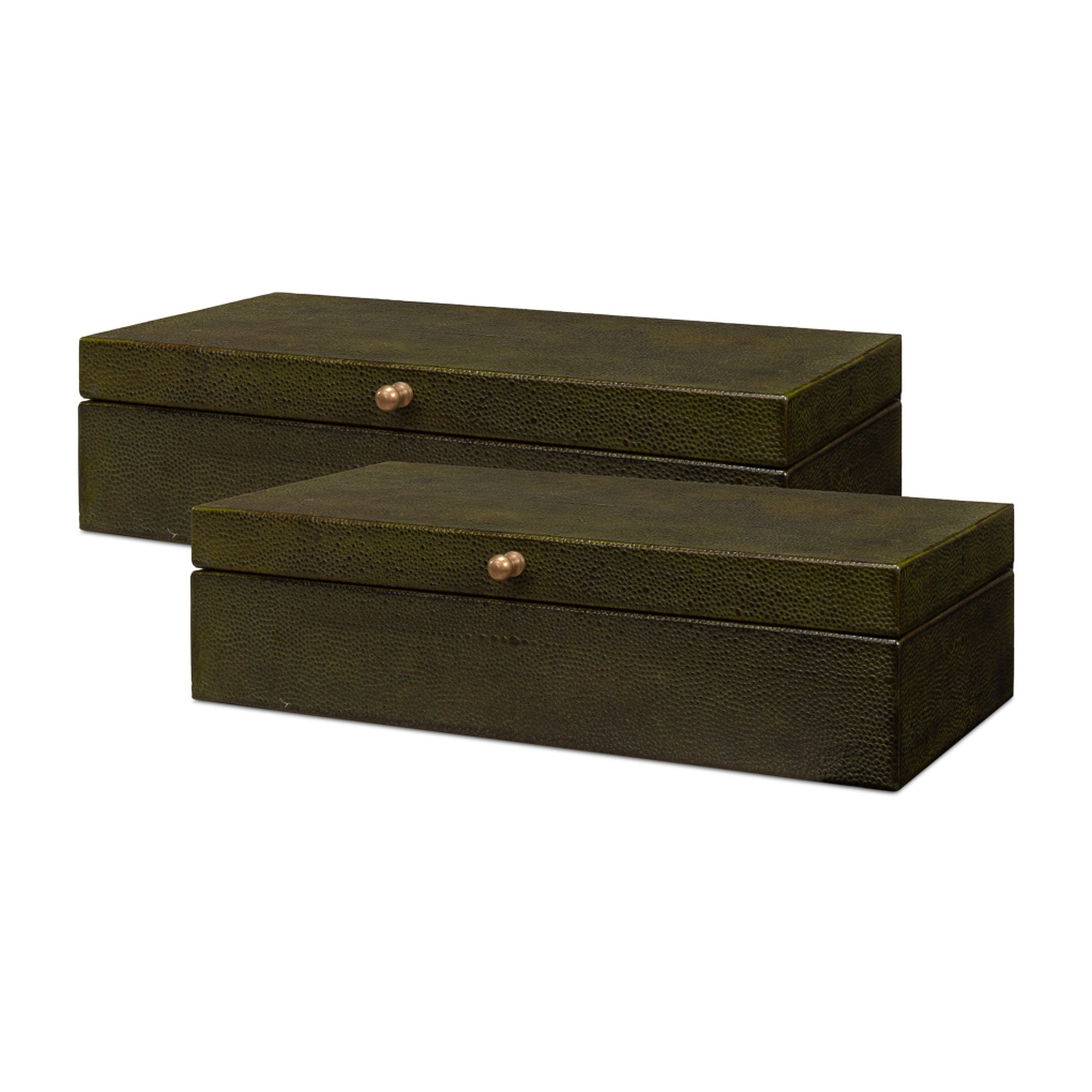 Gatsburg Shagreen Box, Leaf, Set Of 2 by Sarreid Ltd