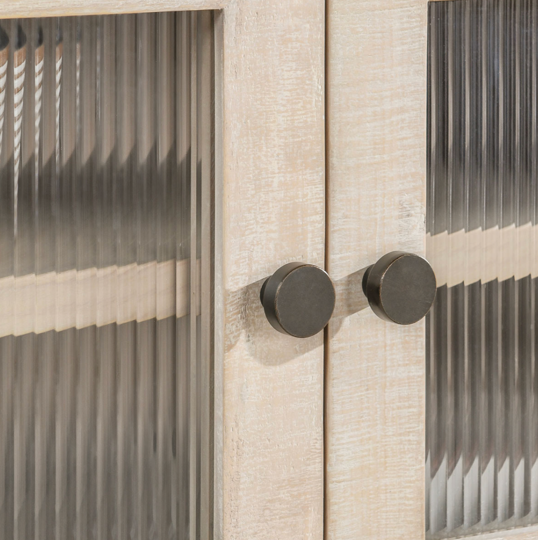 Tristan Reclaimed Wood White Washed 4-Door Cabinet 70"