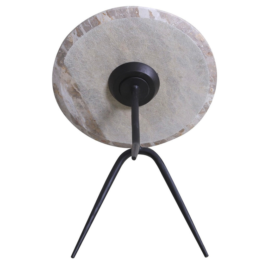Sperre 18" Round Accent Table with Fancy Brown Marble