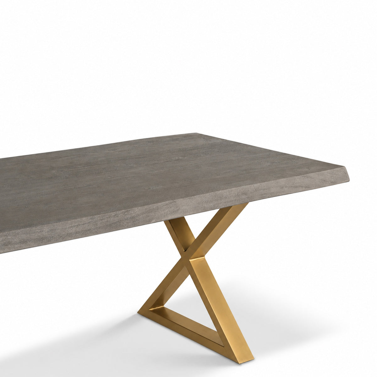 Brooks Dining Table X Base 40" x 79" Sandblasted Grey Top - Brass Base by Urbia - detail 6