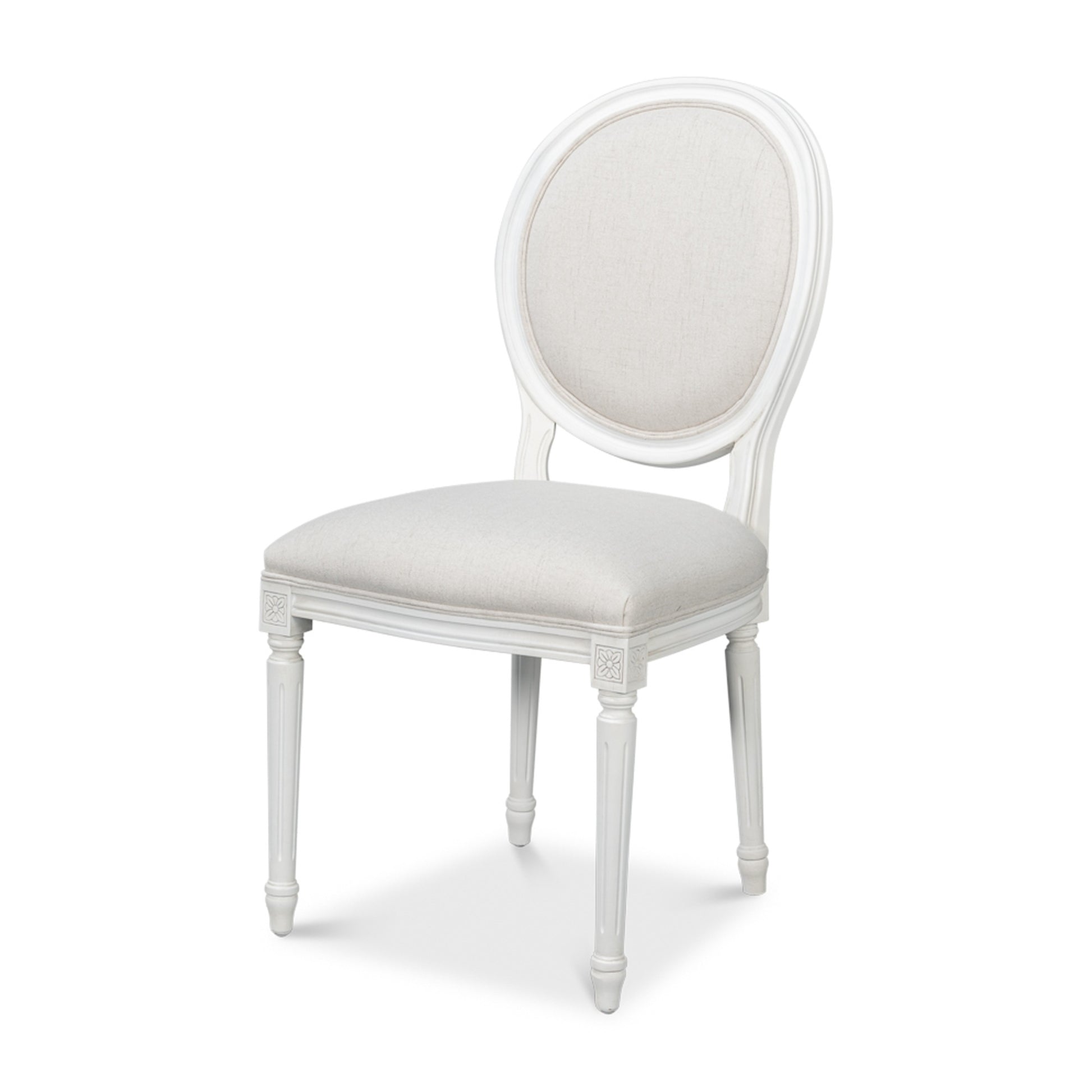 Hugo Oval Side Chair, Cortina White by Sarreid Ltd