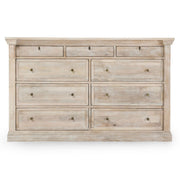 Adelaide 9-Drawer Mango Wood Dresser 70" Natural White Wash