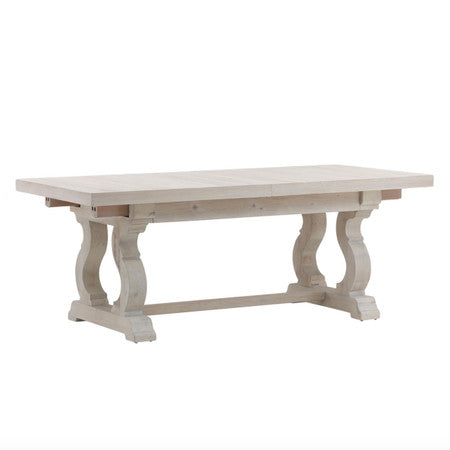 Chantelle Whitewashed Pine Extendable Trestle Dining Table 78-110