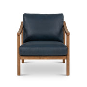 Rowan Leather Accent Chair Dark Oak, Oxford Blue by Urbia - product view