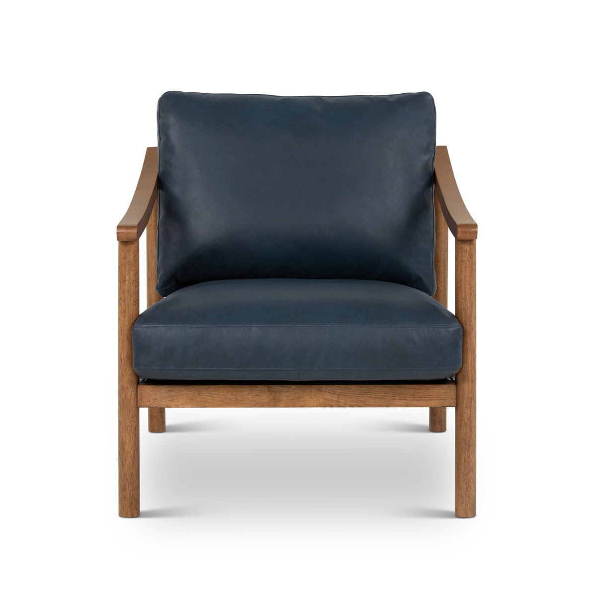 Rowan Leather Accent Chair Dark Oak, Oxford Blue by Urbia - product view