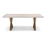 Brooks Dining Table X Base 40" x 79" White Wash Top - Brass Base by Urbia - product view