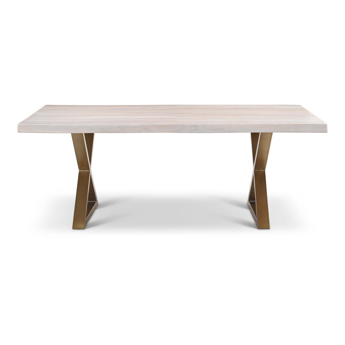 Brooks Dining Table X Base 40" x 79" White Wash Top - Brass Base by Urbia - product view