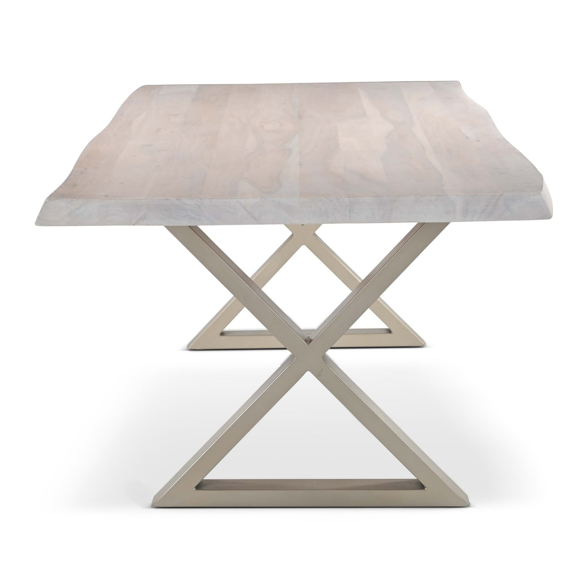 Brooks Dining Table X Base 40" x 92" White Wash Top - Pewter Base by Urbia - detail 3