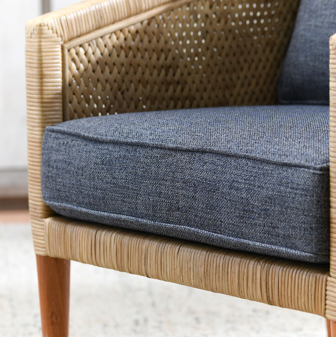 Kaitlin Rattan Accent Chair Natural/Blue