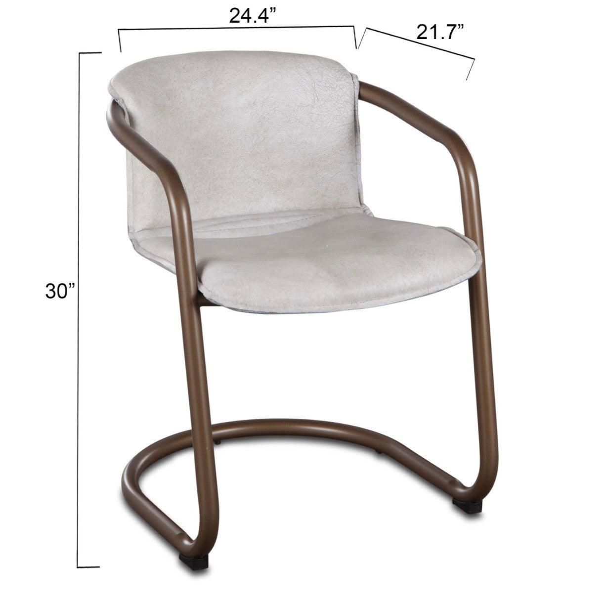 Industrial Loft Metal and Leather Dining Chair in Vintage White