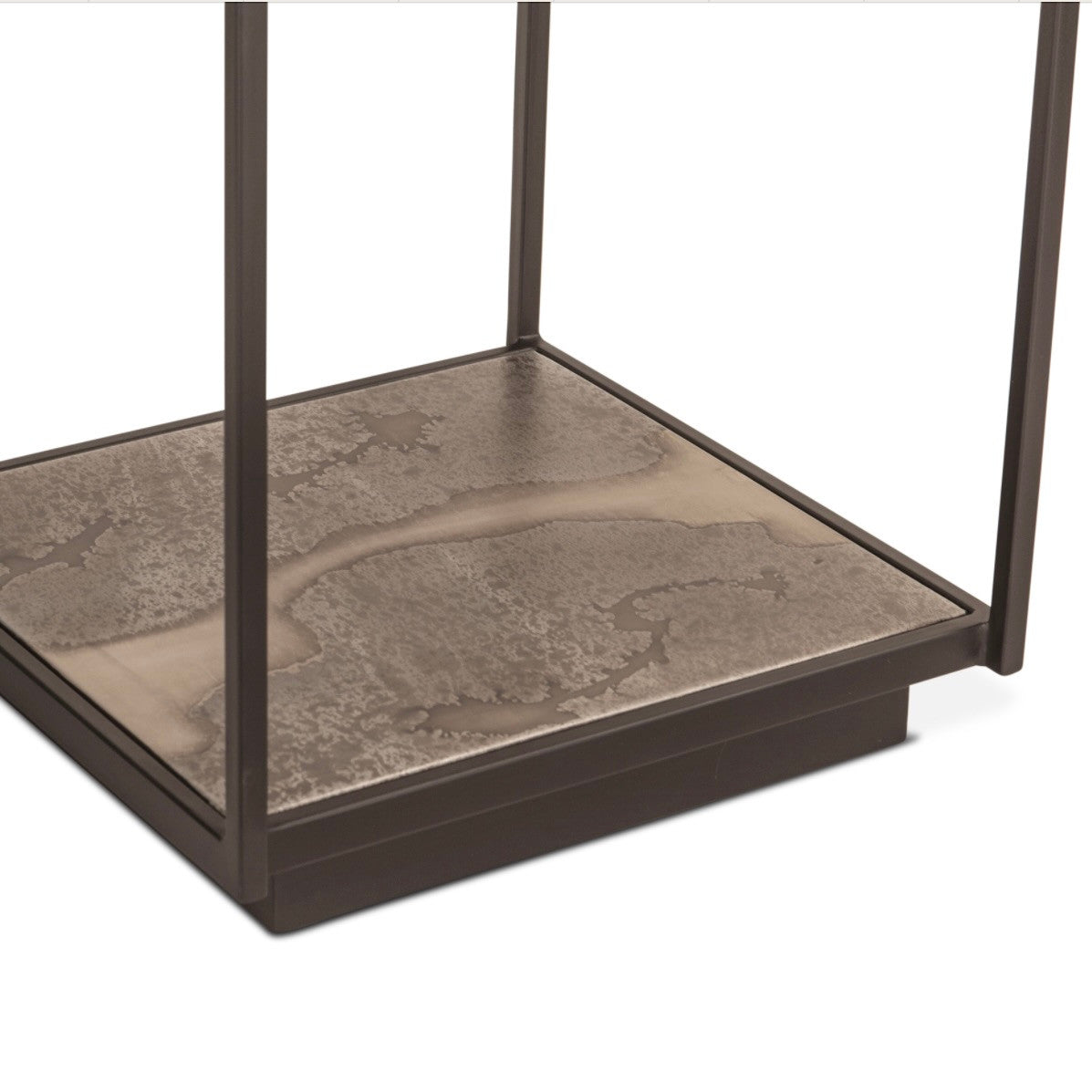 Manchester 18" Side Table with Glass Top in Oxidized Black