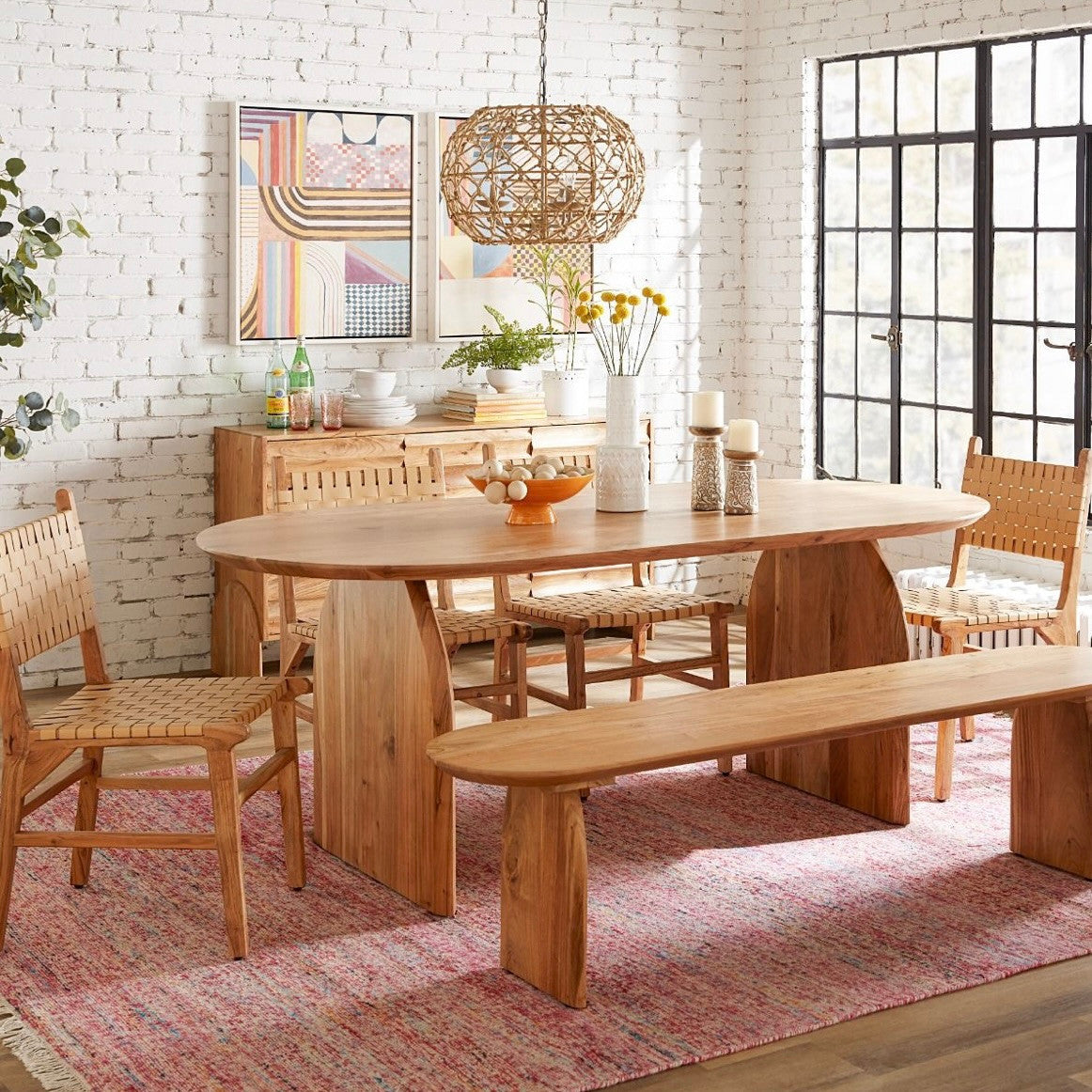 Catania Dining Bench Natural Acacia 70"