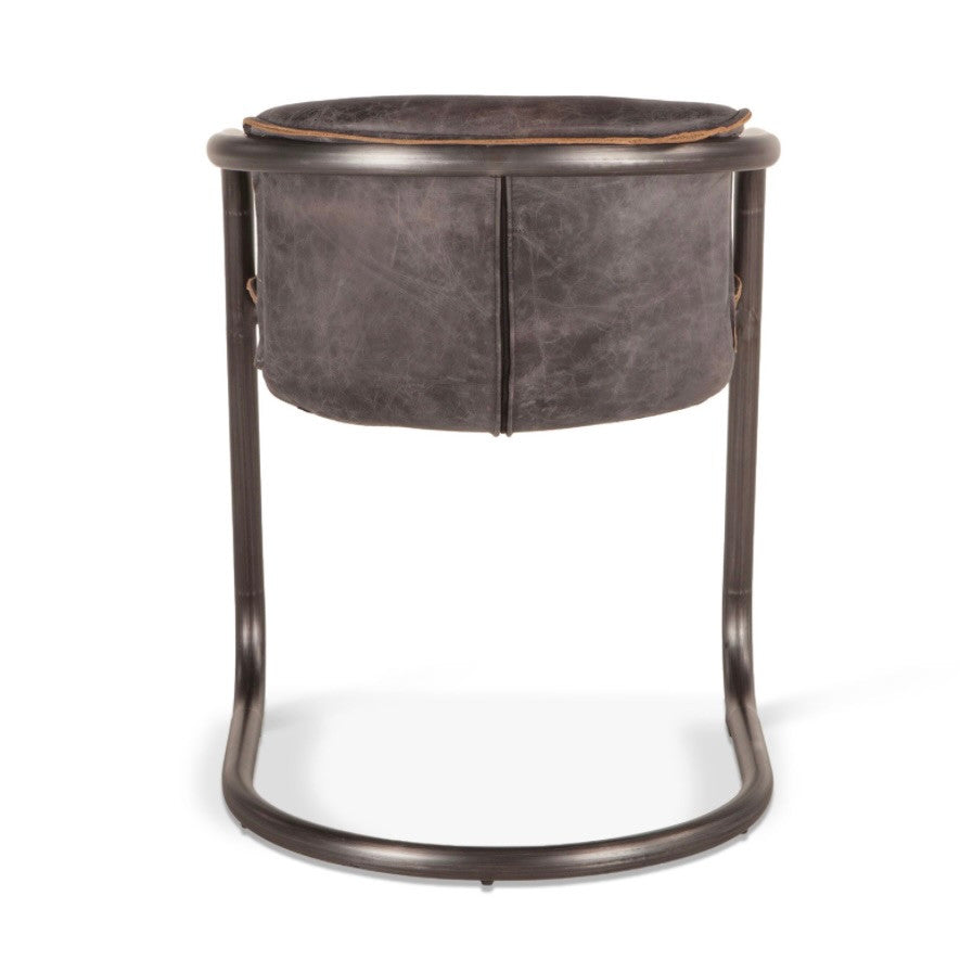 Industrial Loft Metal and Leather Dining Chair Antique Ebony